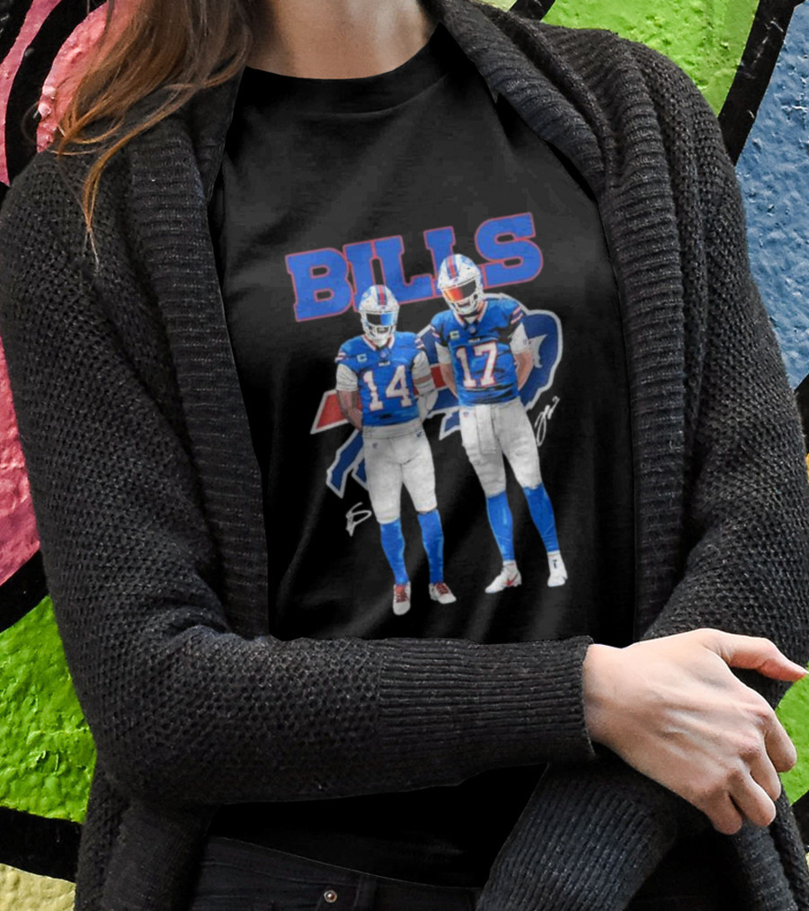Buffalo Bills Stefon Diggs Josh Allen Bills Mafia Signature Logo 14 17 T-Shirt