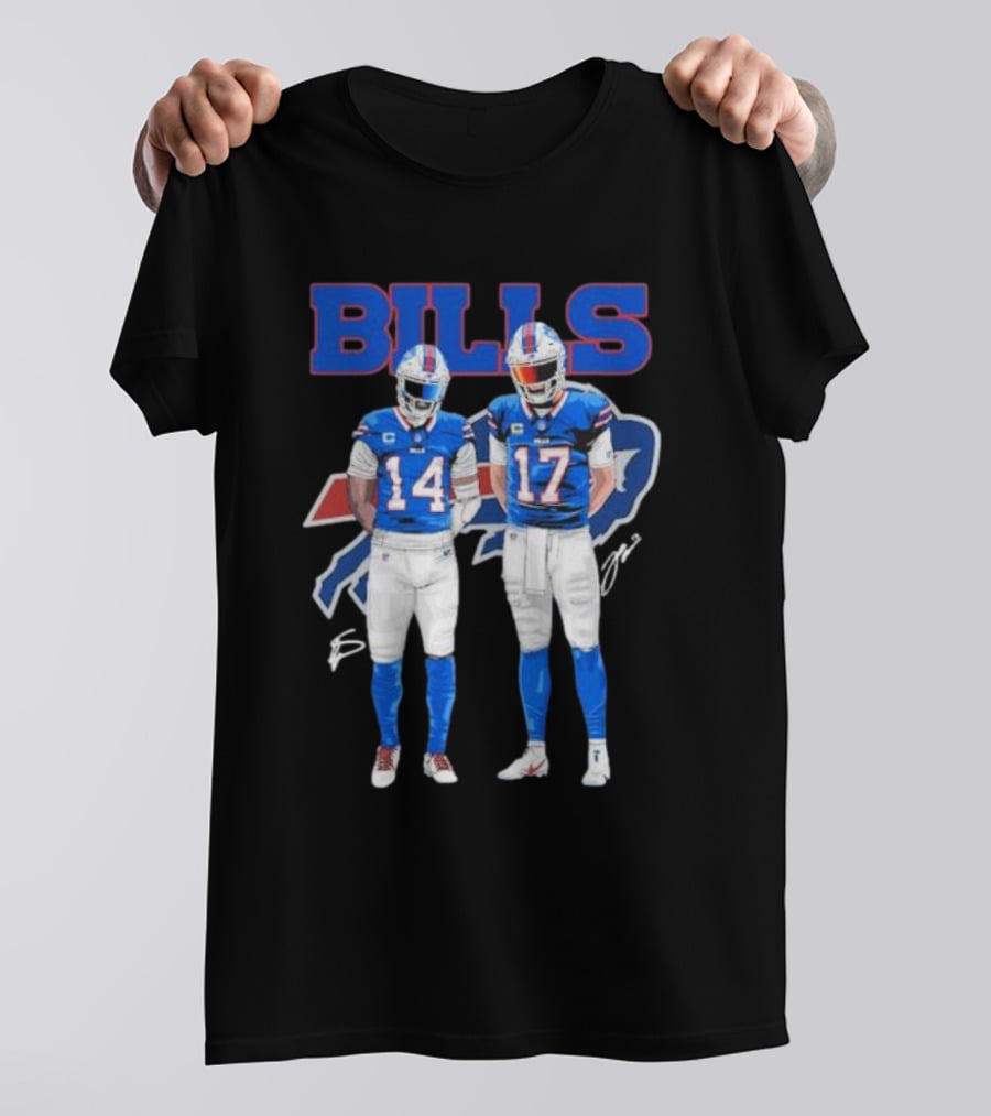 Buffalo Bills Stefon Diggs Josh Allen Bills Mafia Signature Logo 14 17 T-Shirt