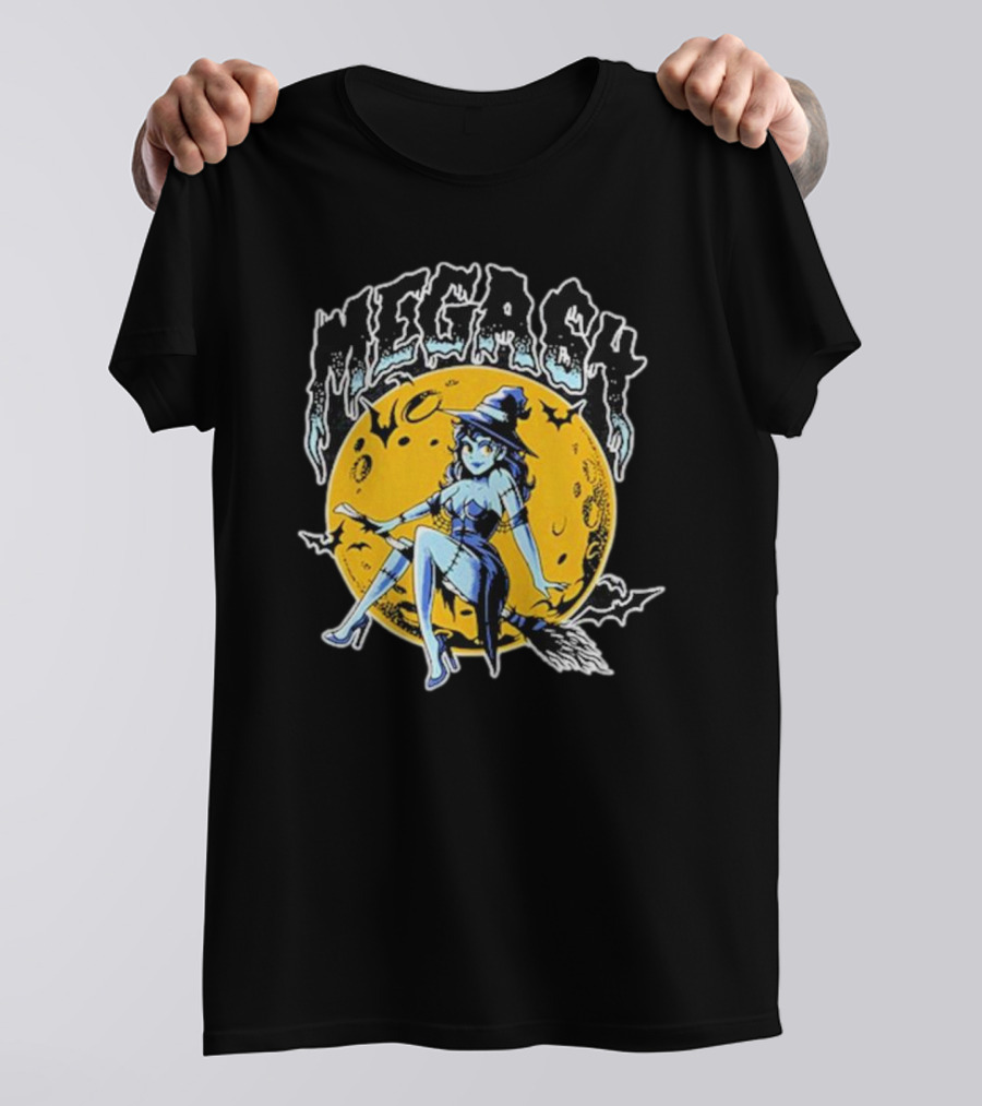 MEGASY MOON RIDER WITCH BROOMSTICK NIGHT SKY T-Shirt