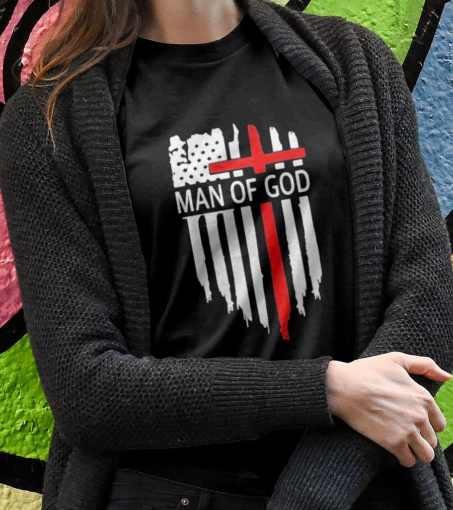 Man Of God American Flag Cross T-Shirt