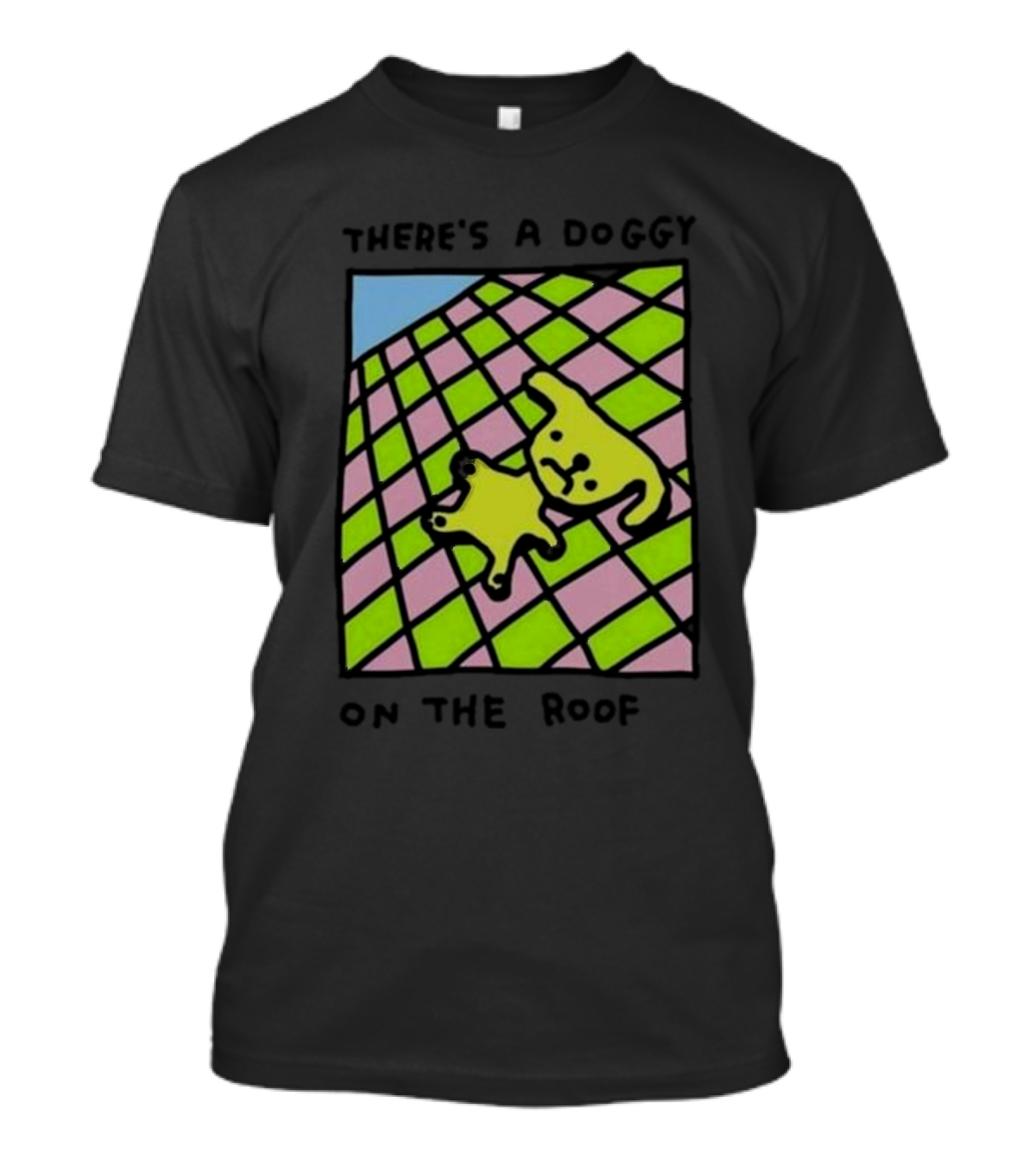 There's A Doggy On The Roof Checkerboard Zoe Bread T-Shirt