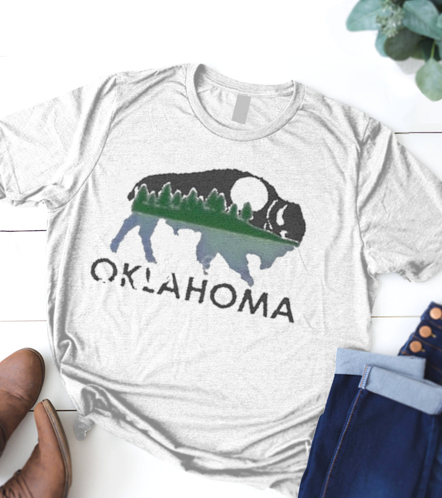 Oklahoma Wildlife Bison Forest Scene T-Shirt