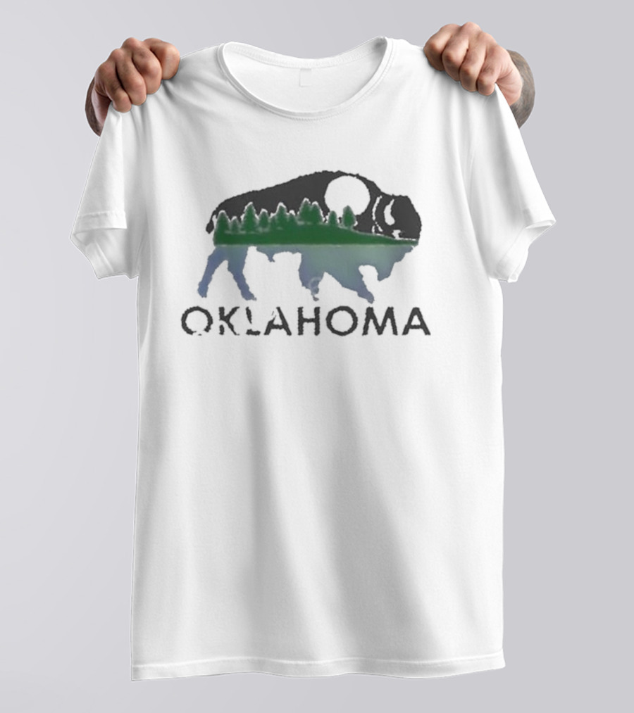 Oklahoma Wildlife Bison Forest Scene T-Shirt