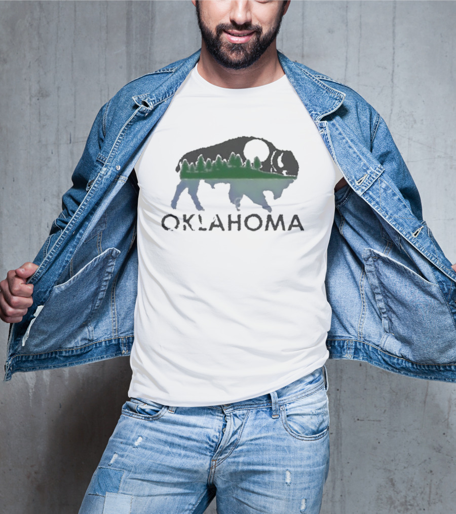 Oklahoma Wildlife Bison Forest Scene T-Shirt