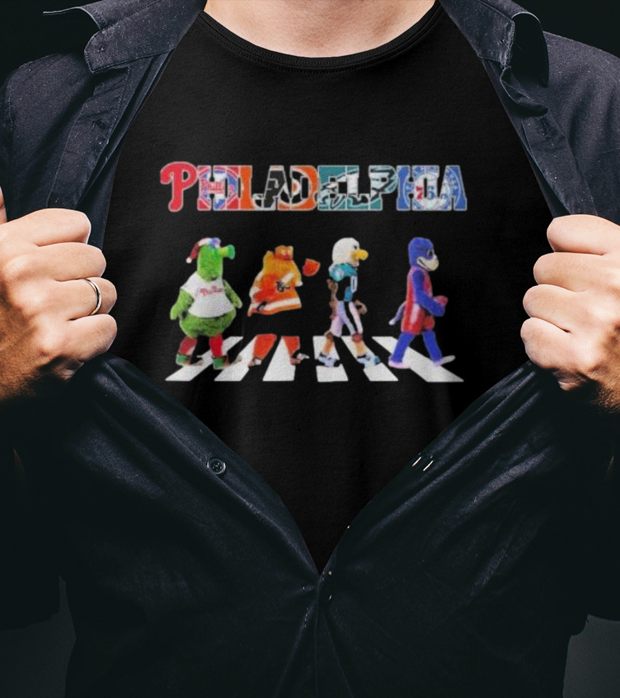 Philadelphia Sports Mascots Crossing Abbey Road T-Shirt