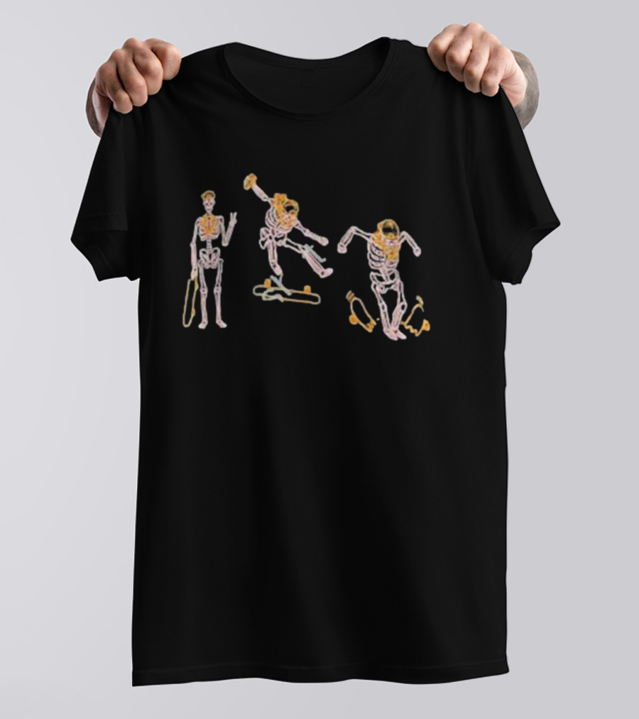 Punz Merch Skeleton Skateboard Trio T-Shirt