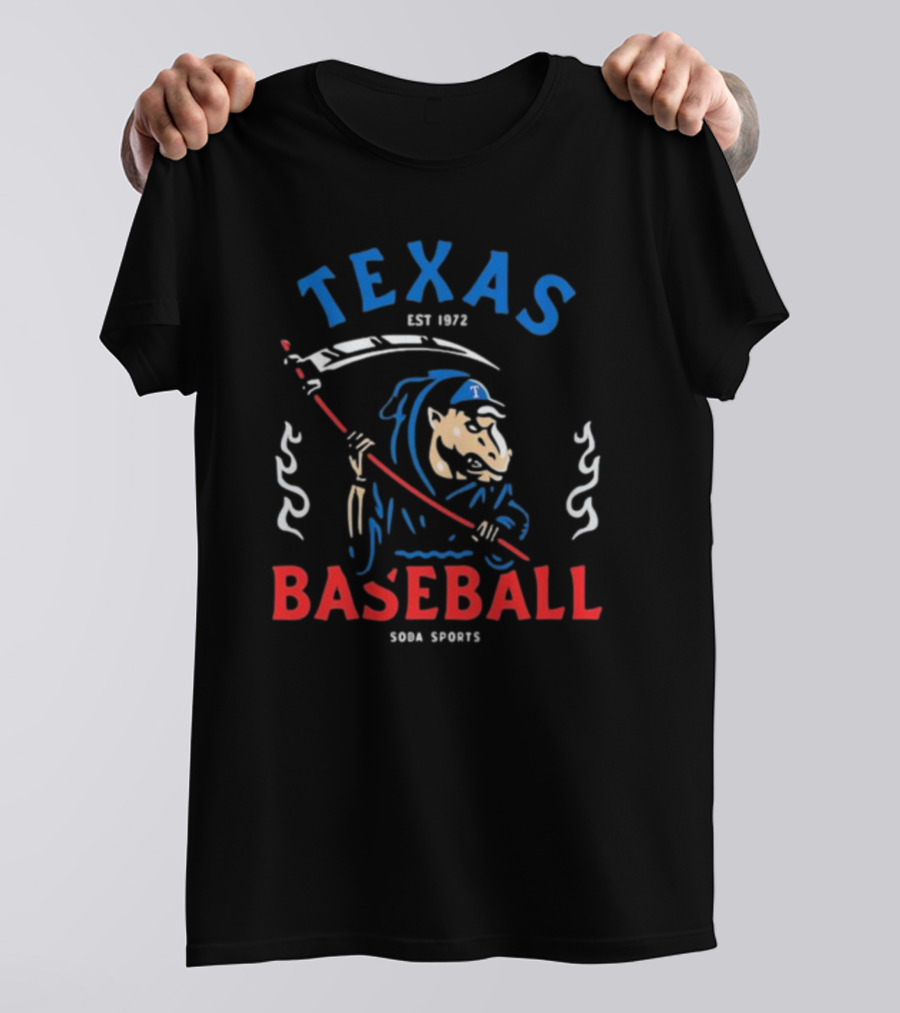 Texas Baseball Reaper Soba Sports Est 1972 T-Shirt