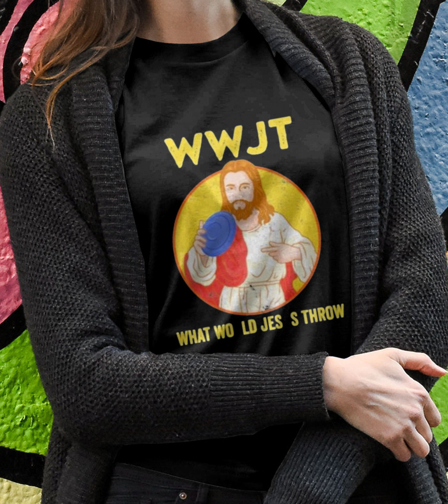 WWJT What Would Jesus Throw Frisbee Golf T-Shirt