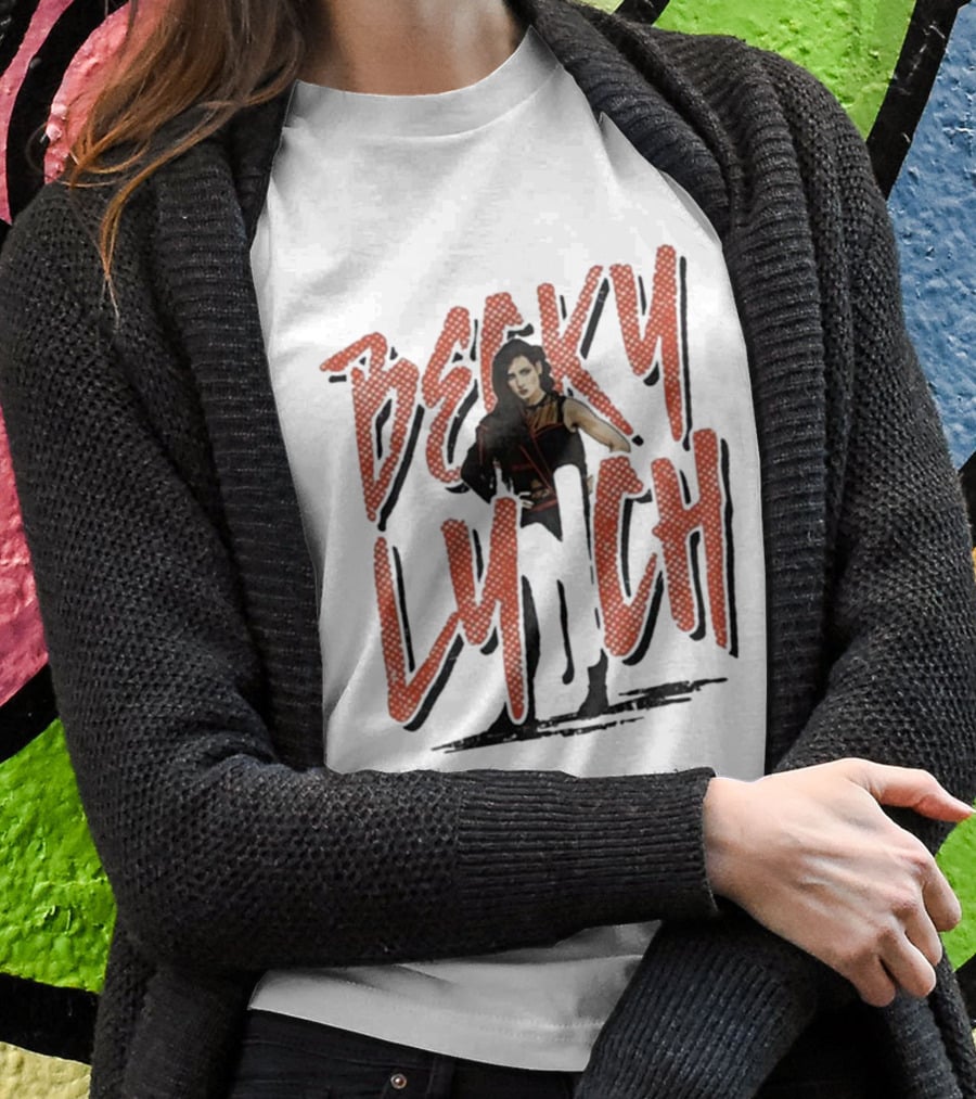Becky Lynch Heather Gray Name Rough Text With Image T-Shirt