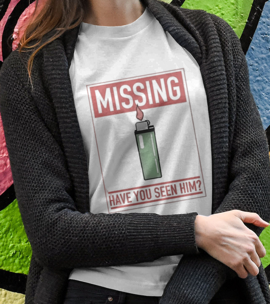 Missing Lighter Have You Seen Him Green Flame T-Shirt