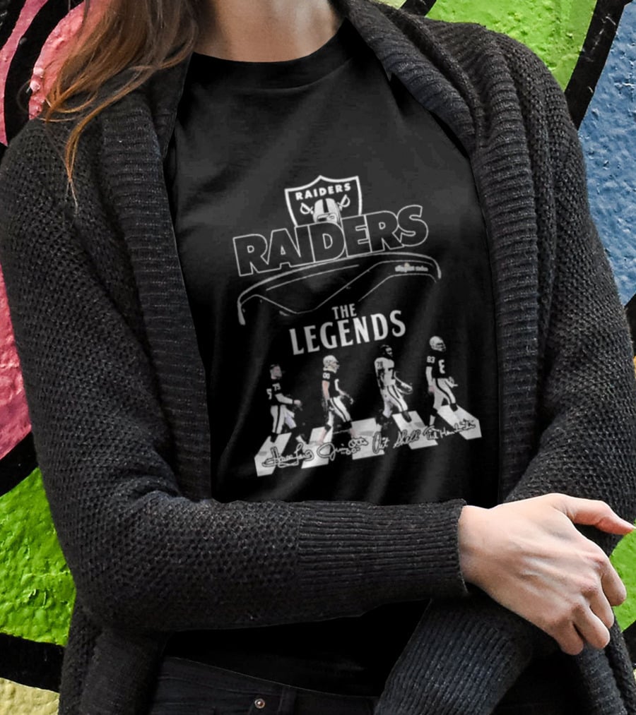 Raiders Legends Walking With Signatures And Iconic Players T-Shirt