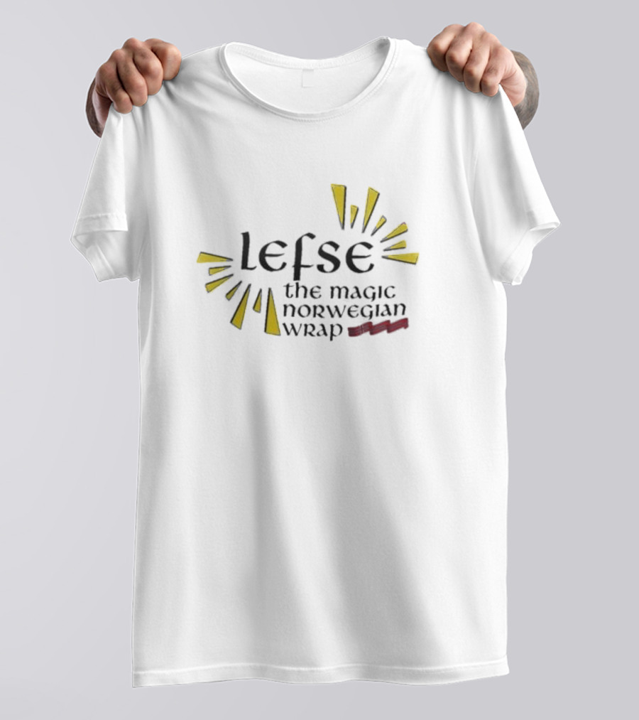 Lefse The Magic Norwegian Wrap Norway Flag Sparkling Yellow Highlights T-Shirt