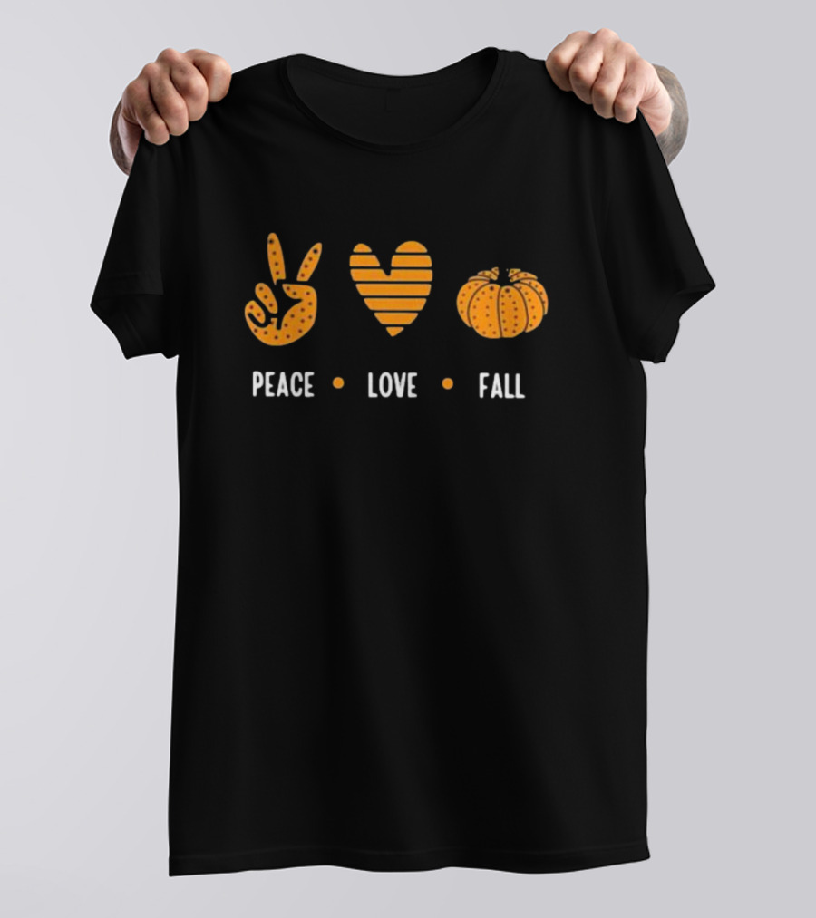 Peace Love Fall Heart Pumpkin Happy Halloween T-Shirt