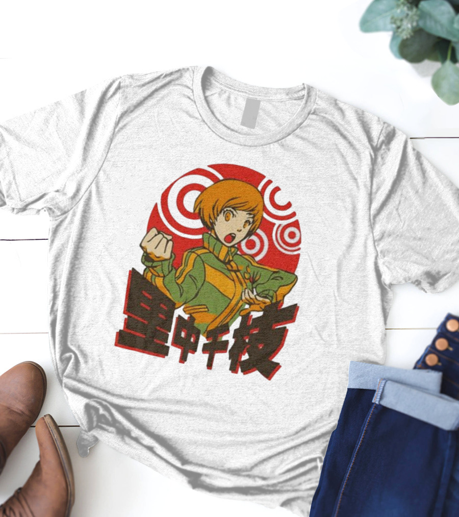 Persona 4 Dragon’s Fury Chie Satonaka Retro Red Circles T-Shirt