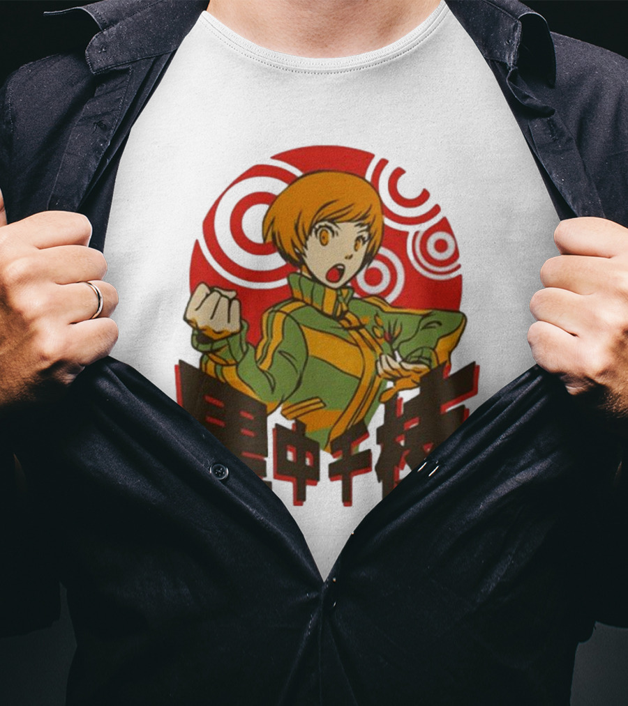 Persona 4 Dragon’s Fury Chie Satonaka Retro Red Circles T-Shirt