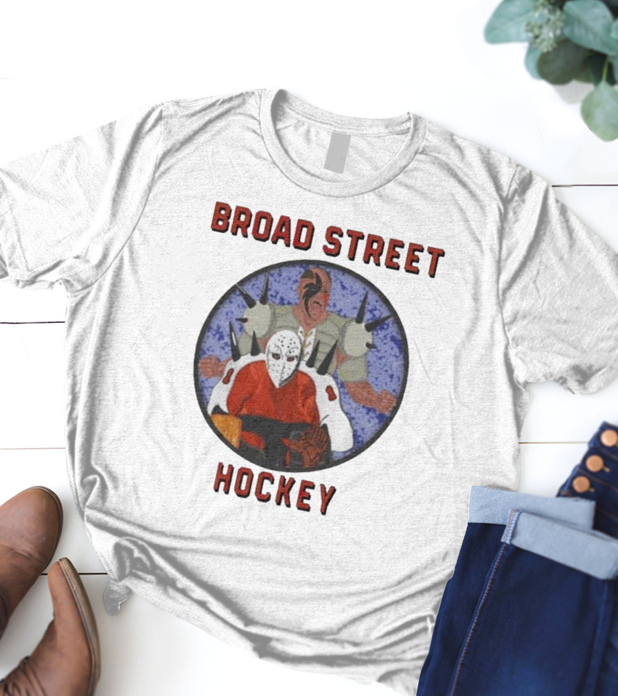 Broad Street Hockey Masked Player And Spiked Warrior T-Shirt
