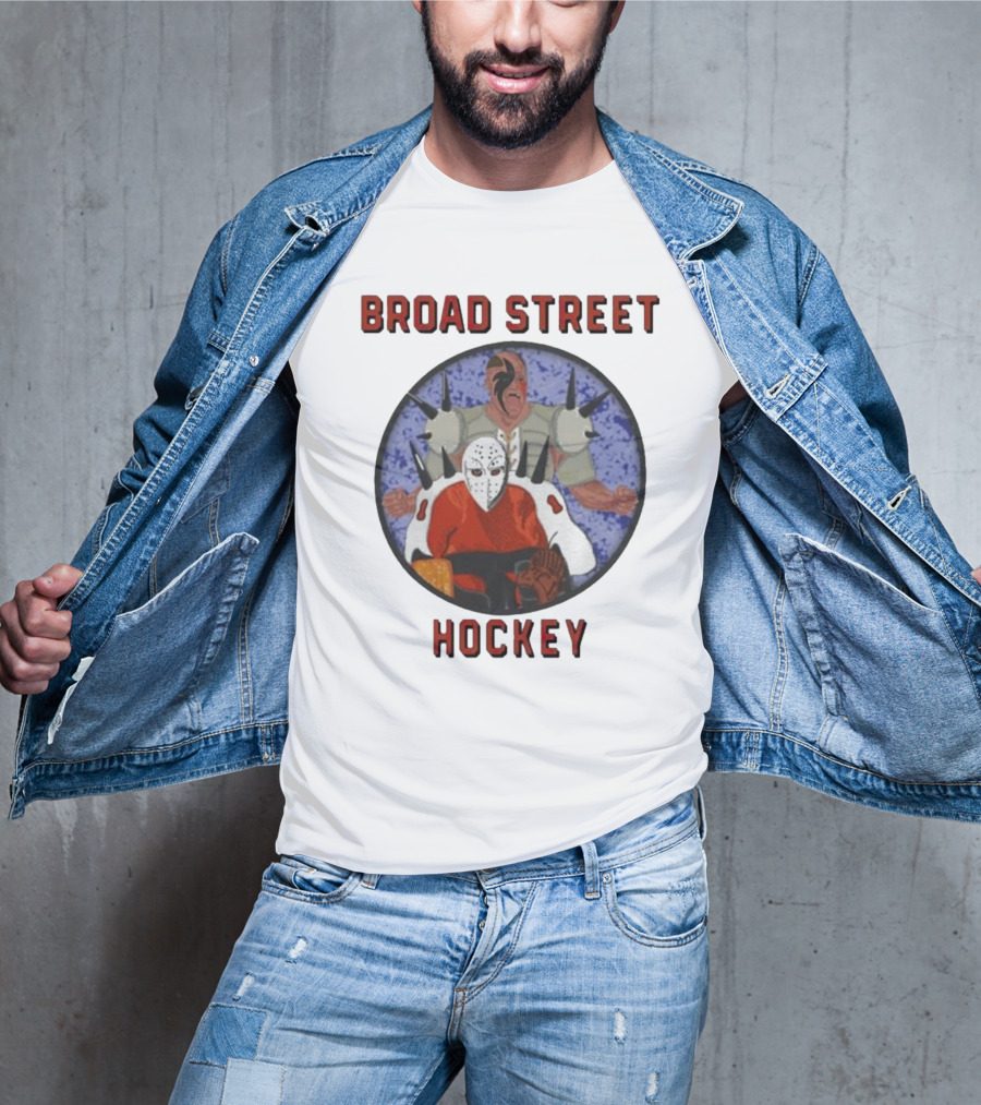 Broad Street Hockey Masked Player And Spiked Warrior T-Shirt