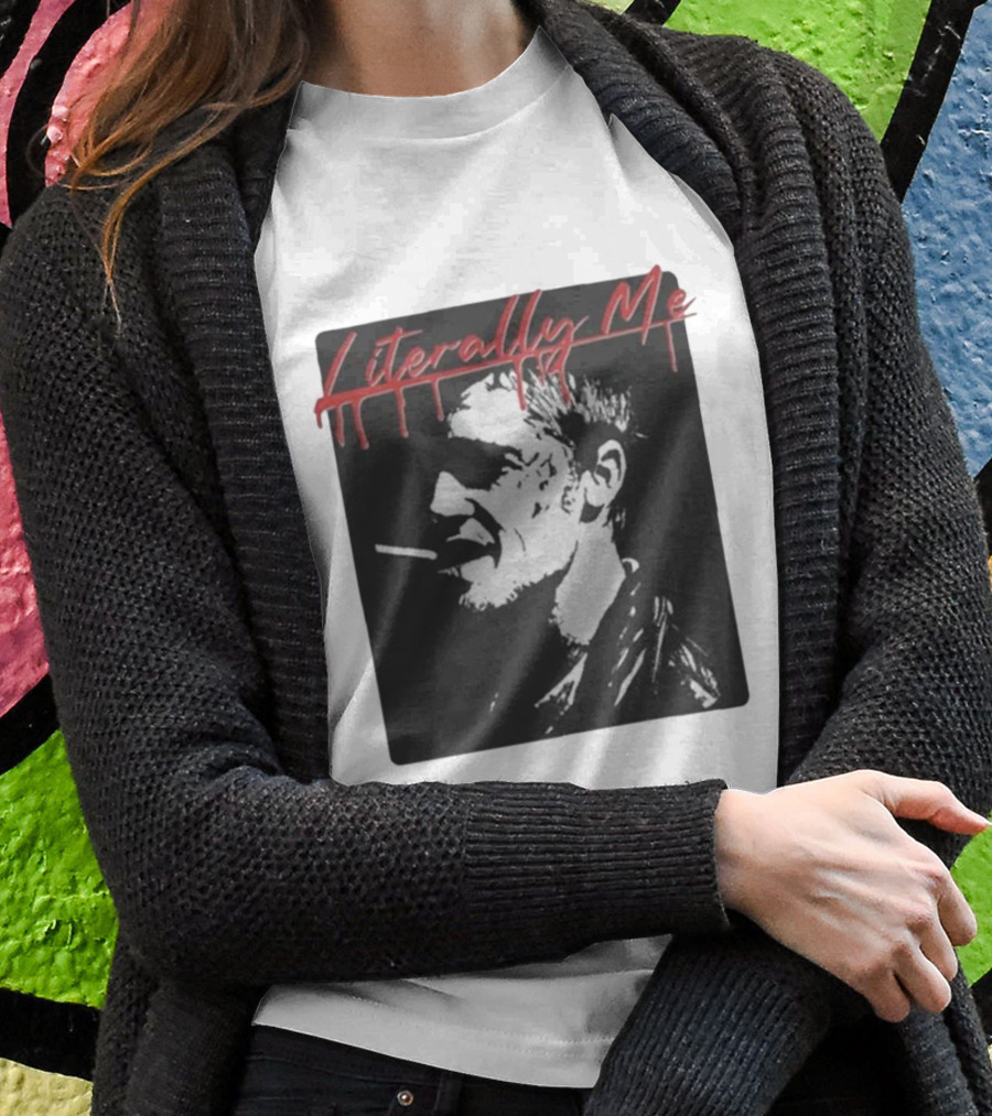 Literally Me Tyler Durden Smoking Silhouette Black And Red T-Shirt