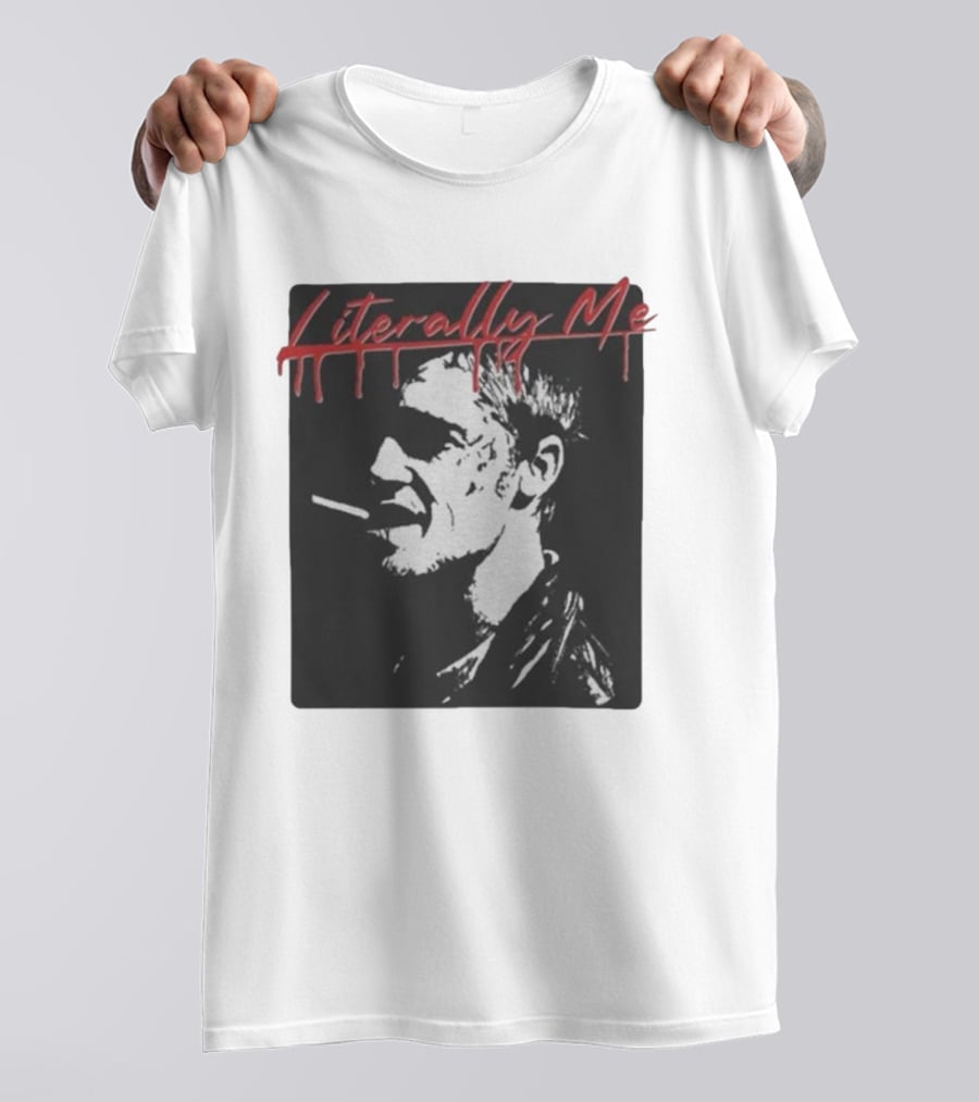Literally Me Tyler Durden Smoking Silhouette Black And Red T-Shirt