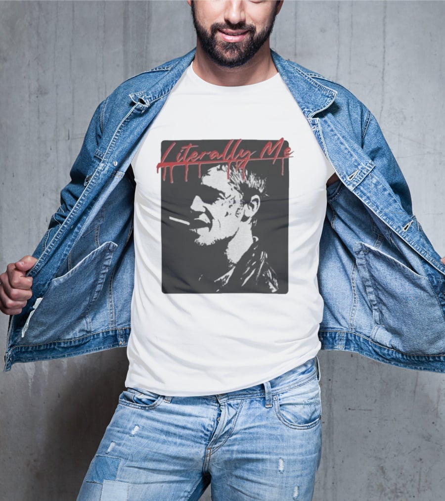 Literally Me Tyler Durden Smoking Silhouette Black And Red T-Shirt