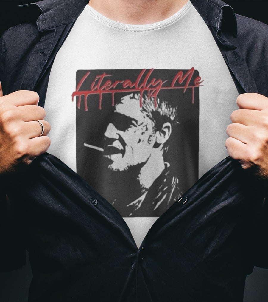 Literally Me Tyler Durden Smoking Silhouette Black And Red T-Shirt