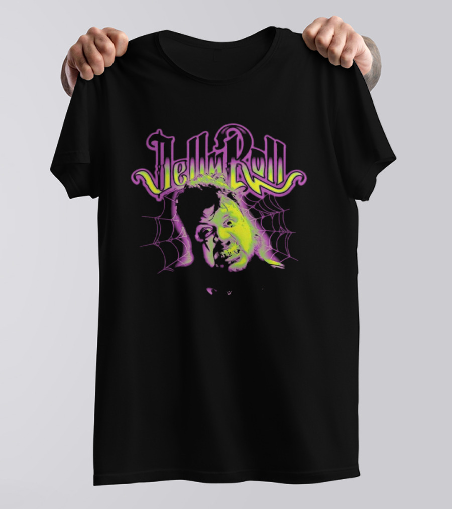 Jelly Roll Spiderweb Neon Face T-Shirt