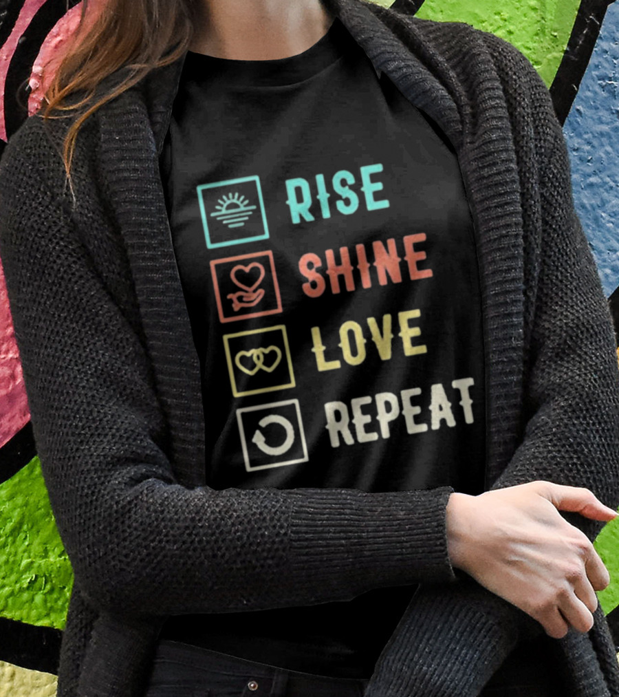 Rise Shine Love Repeat Icons T-Shirt