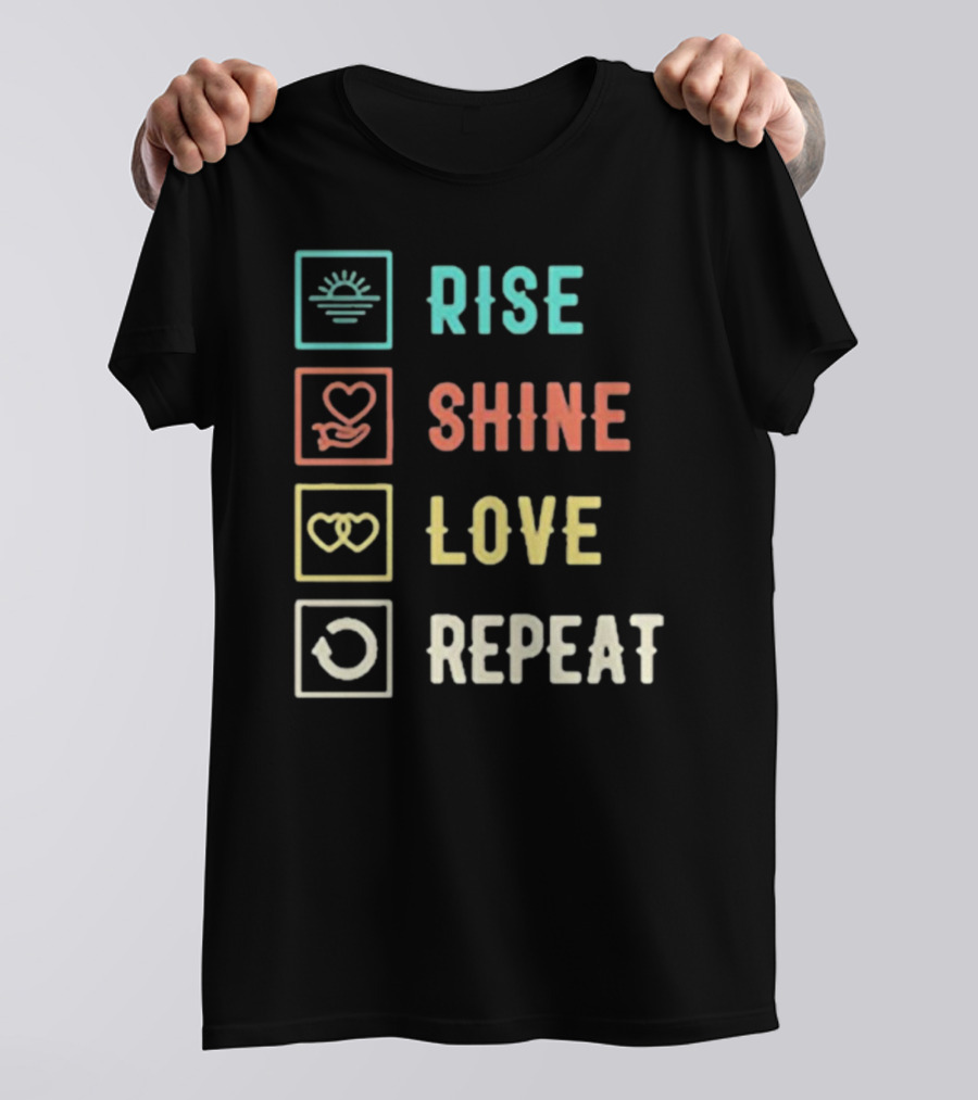 Rise Shine Love Repeat Icons T-Shirt