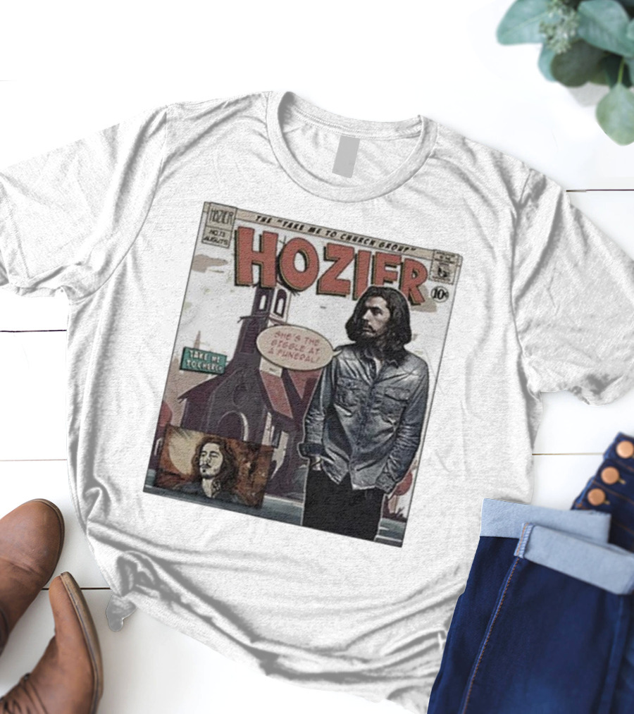 Hozier Comic Style Art She's The Giggle At A Funeral Take Me To Church T-Shirt