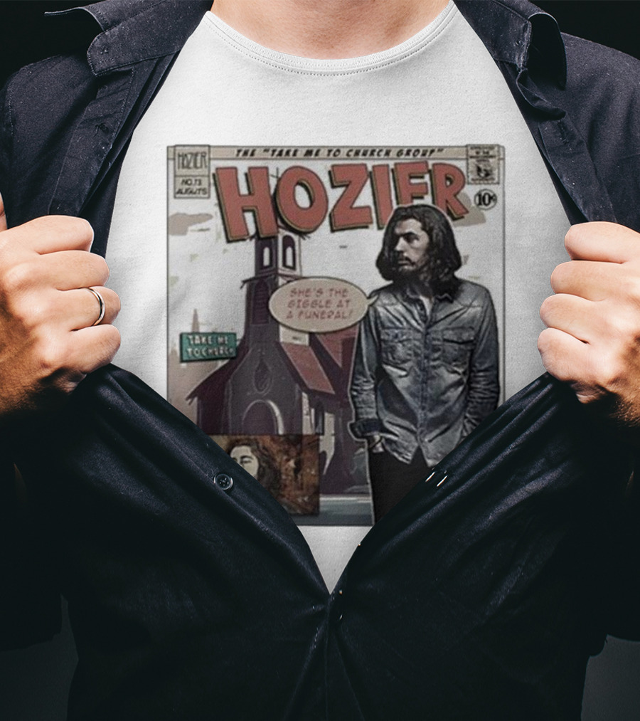 Hozier Comic Style Art She's The Giggle At A Funeral Take Me To Church T-Shirt