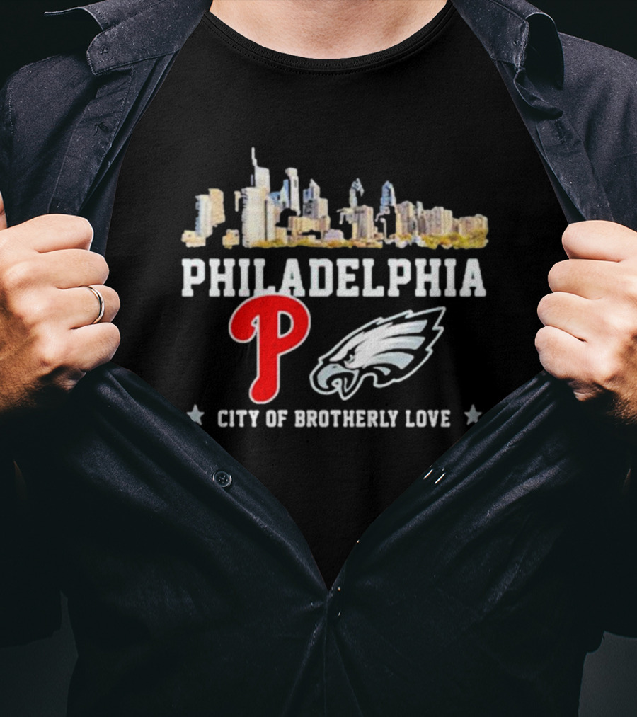 Philadelphia City Of Brotherly Love Skyline Philadelphia Eagles Phillies T-Shirt