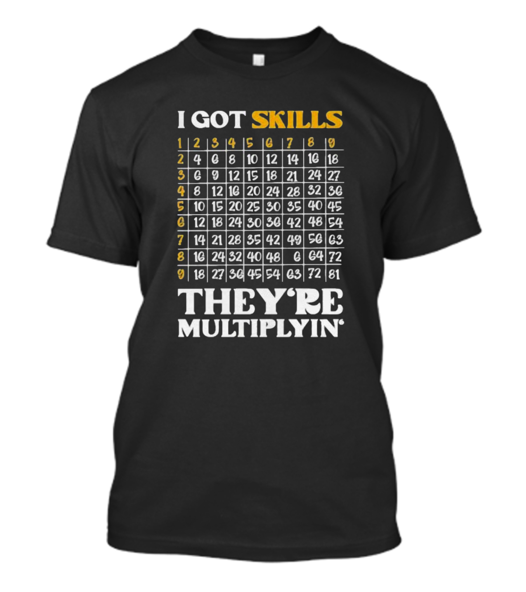 I Got Skills They're Multiplyin Math Teacher Multiplication Chart T-Shirt