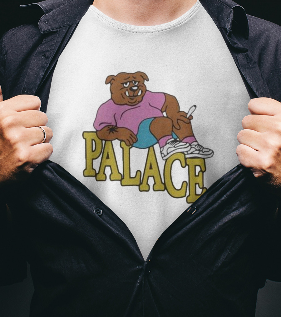 Palace Bulldog Relaxing With Cigarette Over T-Shirt