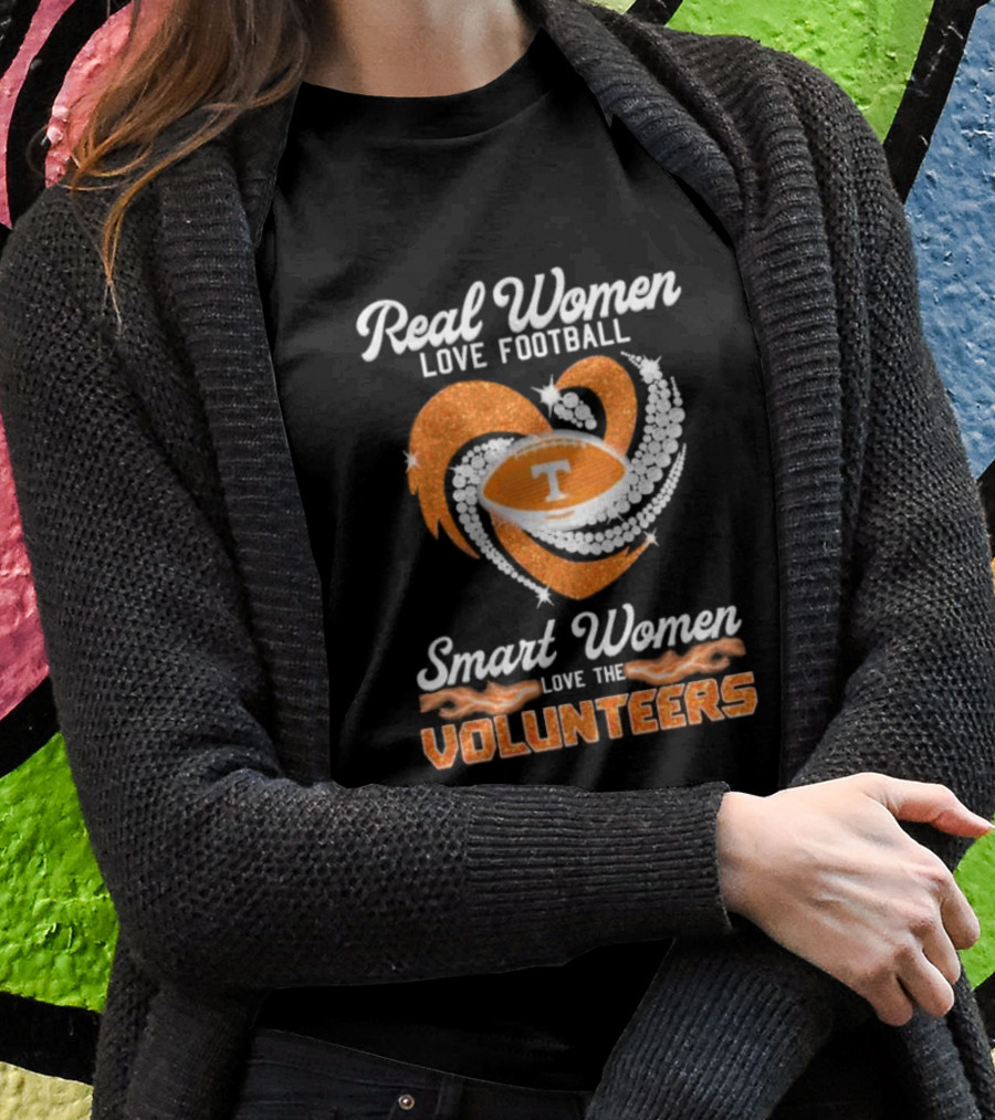 Real Women Love Football Smart Women Love The Volunteers Heart Football T-Shirt