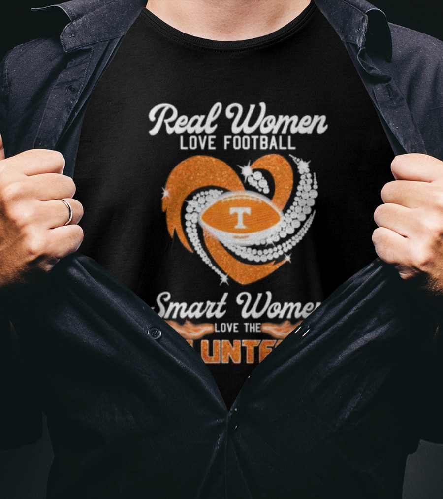 Real Women Love Football Smart Women Love The Volunteers Heart Football T-Shirt