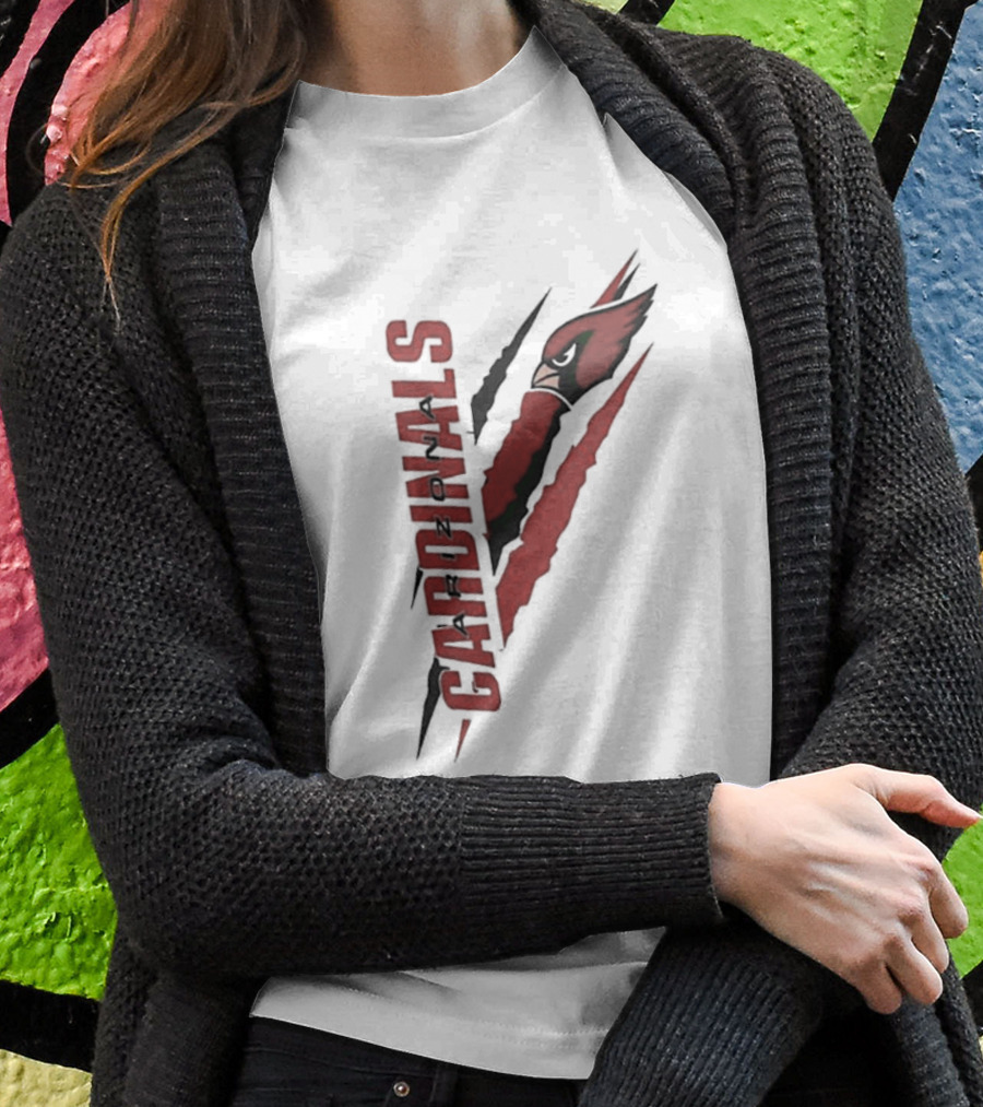 Arizona Cardinals Vertical Scratch Logo NFL Fan Gear T-Shirt