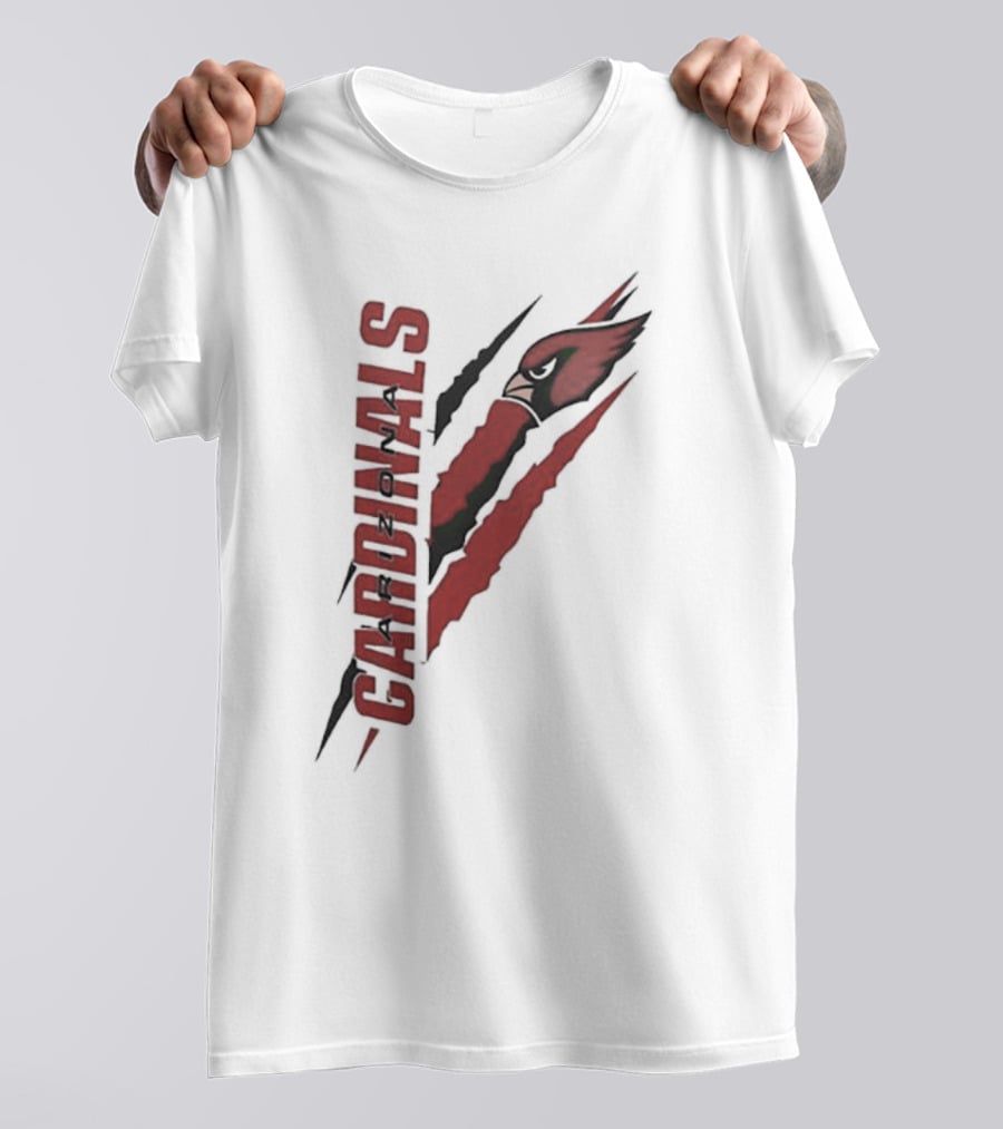 Arizona Cardinals Vertical Scratch Logo NFL Fan Gear T-Shirt