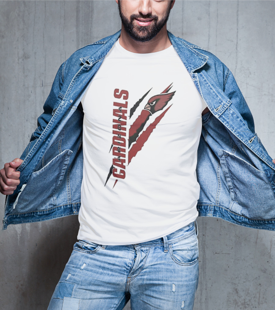 Arizona Cardinals Vertical Scratch Logo NFL Fan Gear T-Shirt