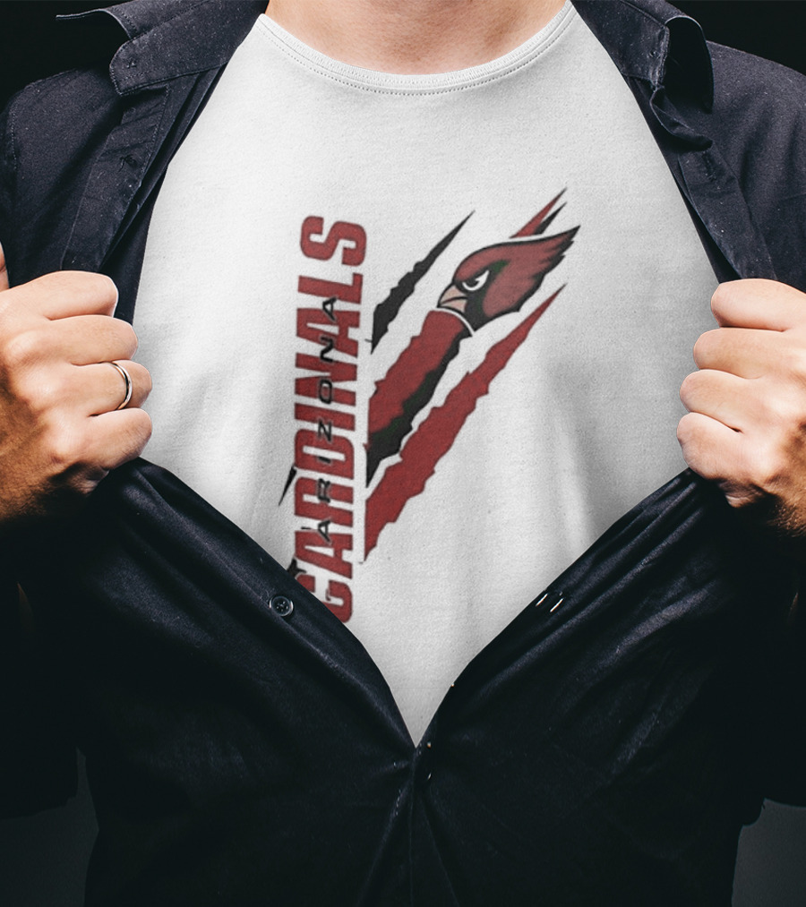 Arizona Cardinals Vertical Scratch Logo NFL Fan Gear T-Shirt