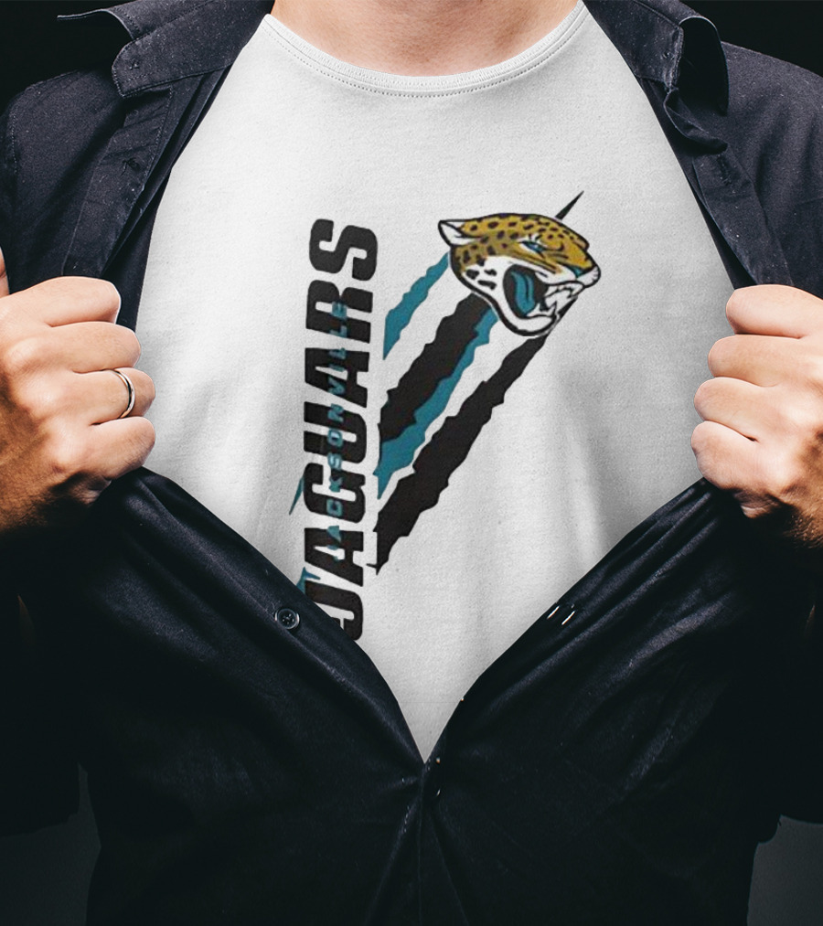 Jacksonville Jaguars Logo Scratch Claw Marks Starter Series T-Shirt