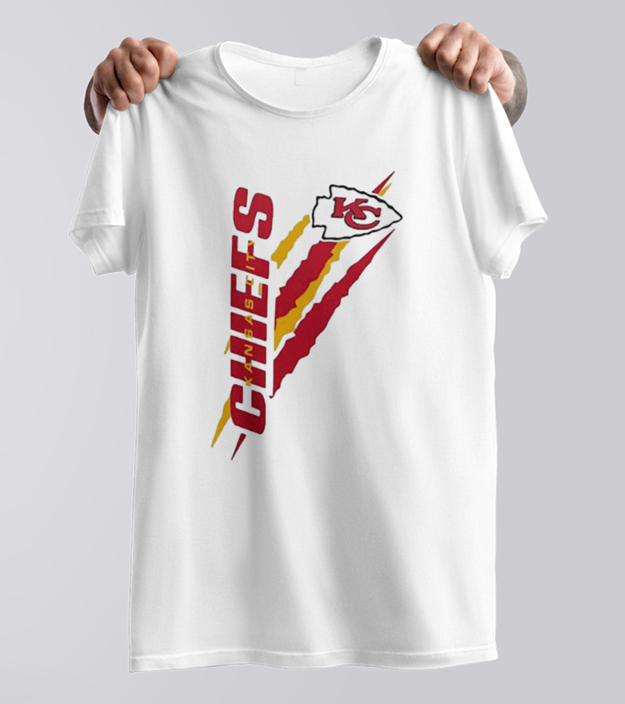 Kansas City Chiefs KC Red Yellow Scratch Design Starter T-Shirt