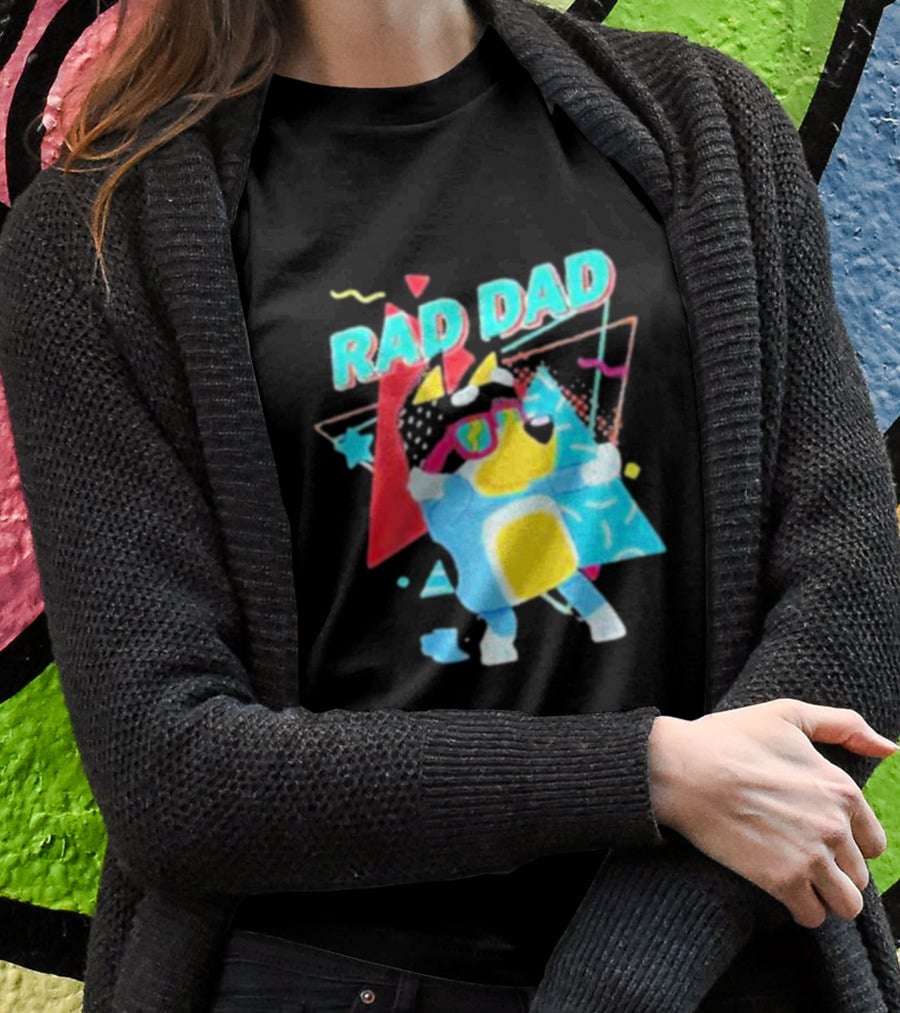 Rad Dad Colorful 80s Style Dog T-Shirt