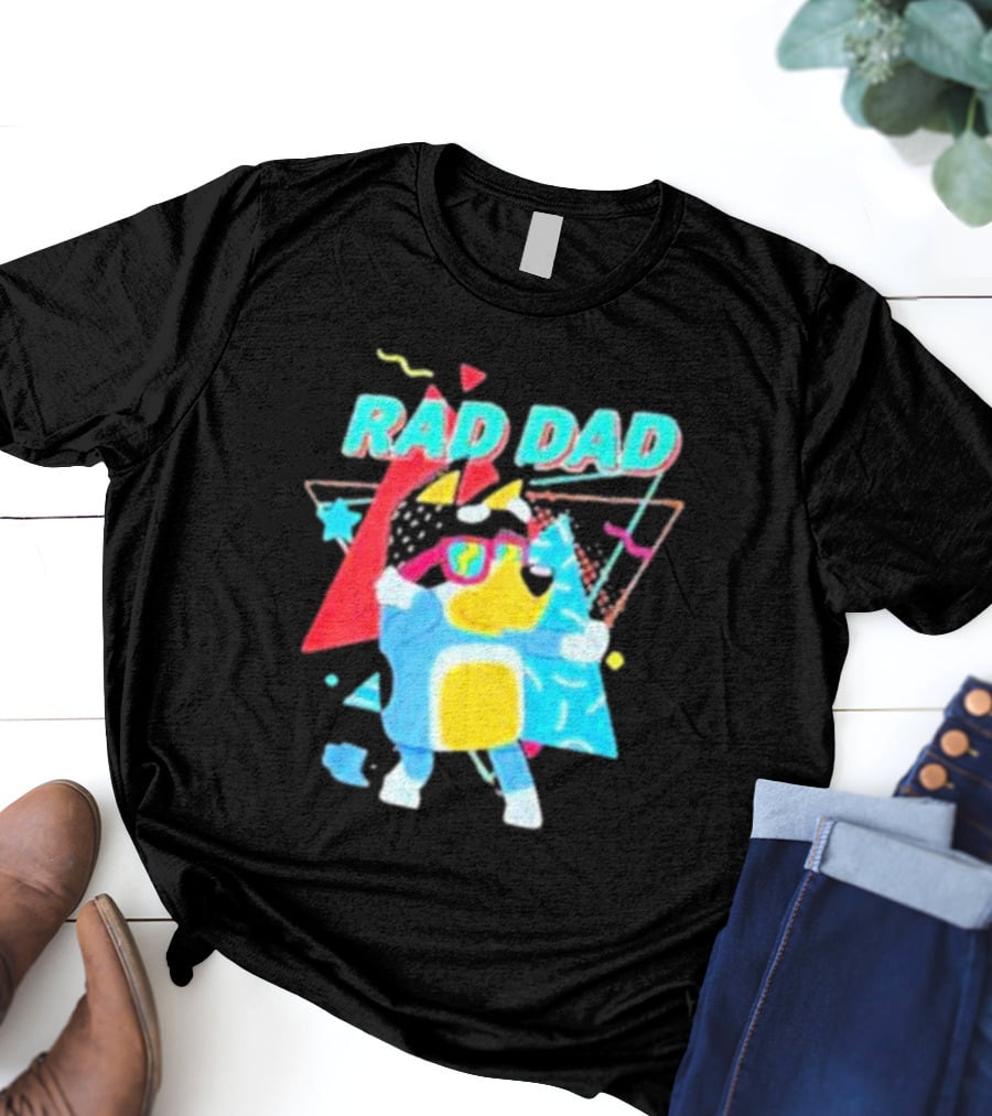 Rad Dad Colorful 80s Style Dog T-Shirt