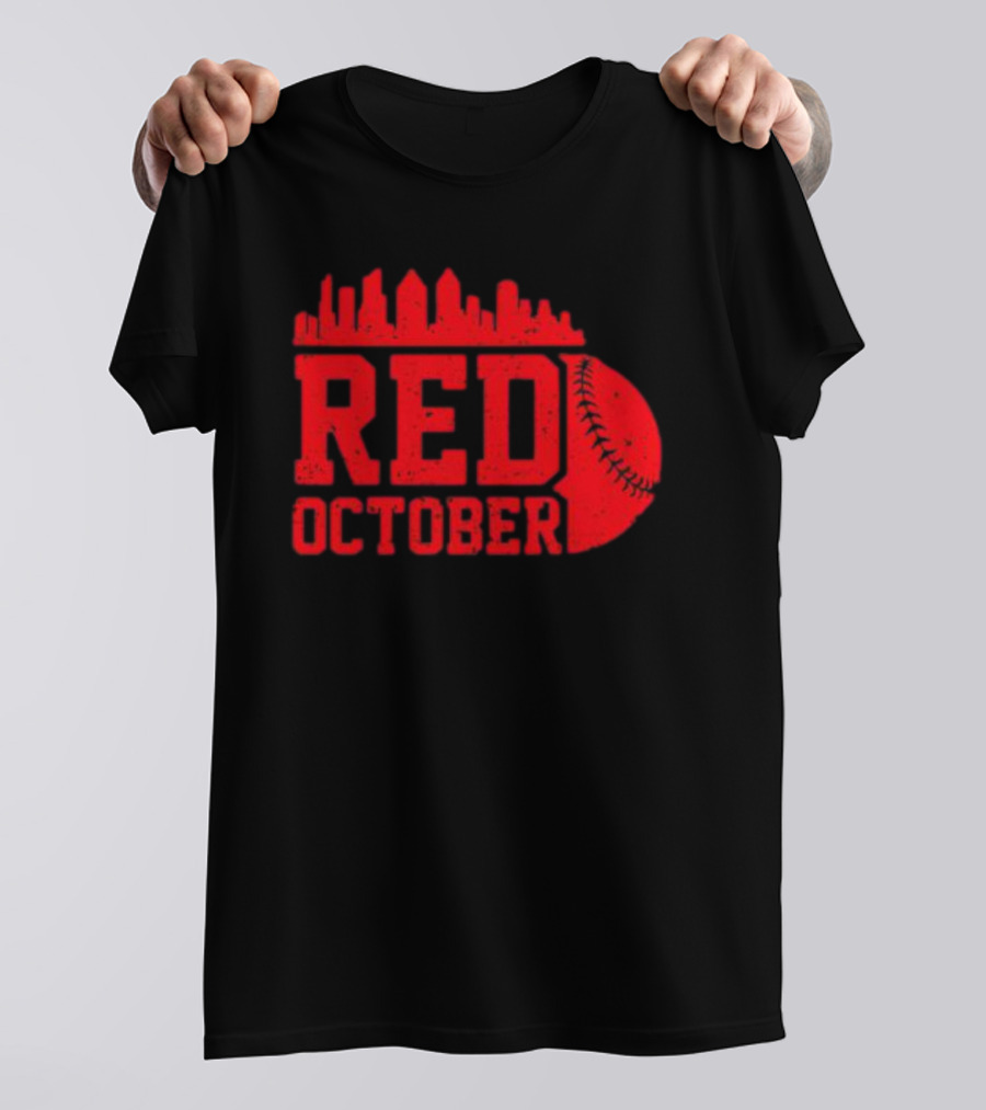 Philly Philadelphia Red October Baseball Skyline T-Shirt