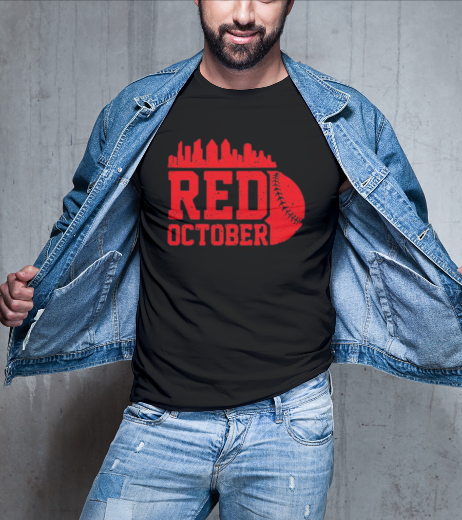 Philly Philadelphia Red October Baseball Skyline T-Shirt