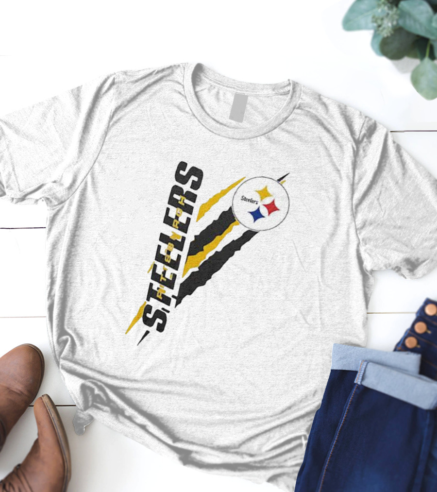Pittsburgh Steelers Yellow Scratch Emblem T-Shirt
