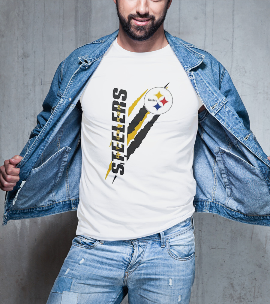 Pittsburgh Steelers Yellow Scratch Emblem T-Shirt