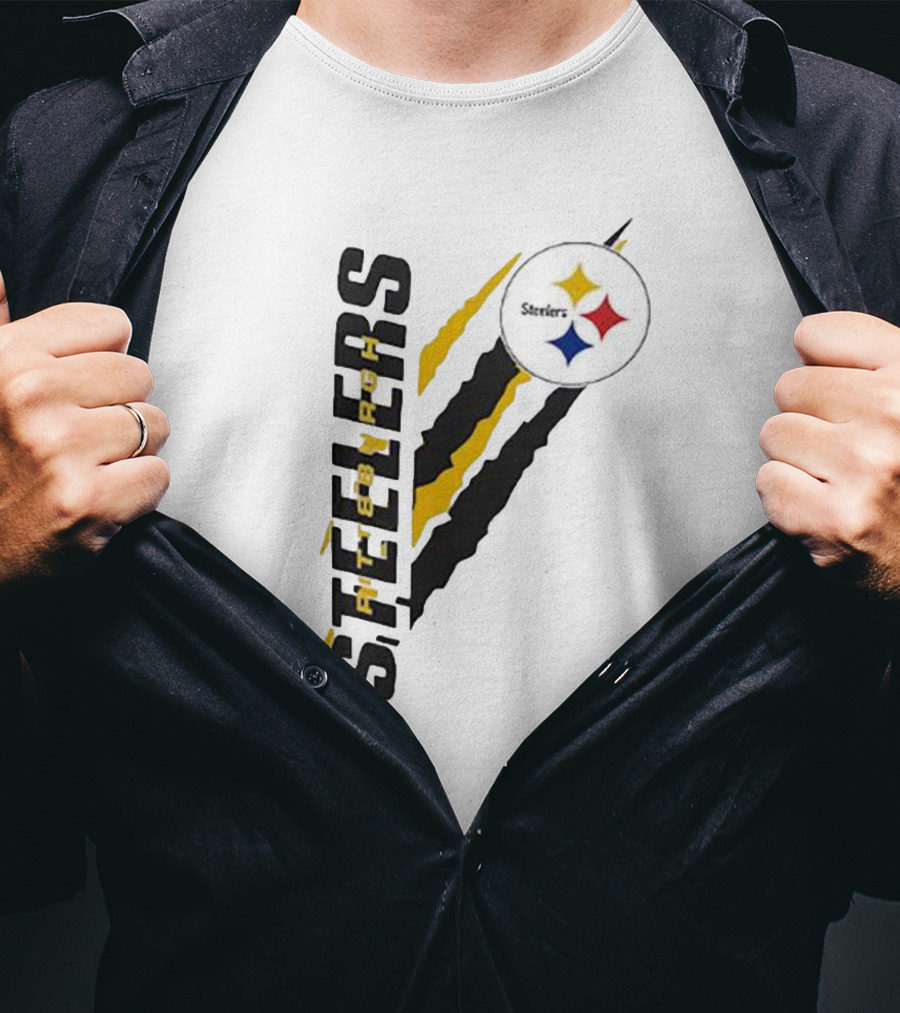 Pittsburgh Steelers Yellow Scratch Emblem T-Shirt