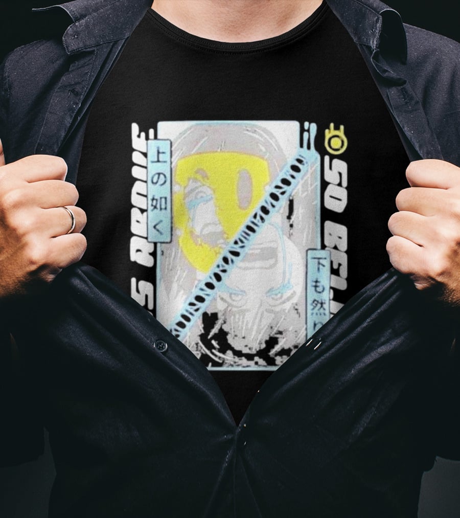 As Above So Below Yellow Mask Dual Face T-Shirt