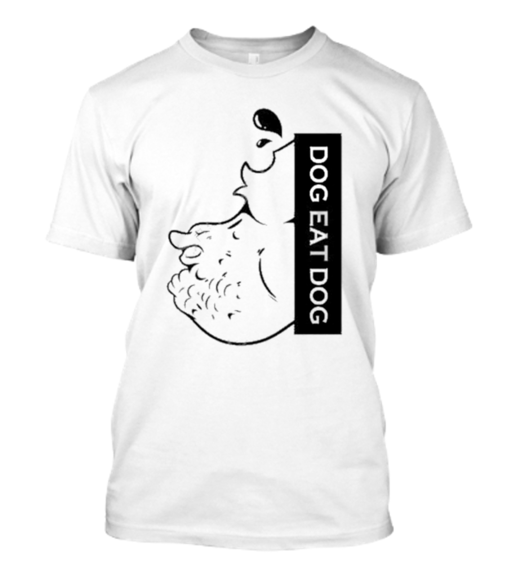 Slosh Dog Eat Dog Vertical Text Graphic With Cartoon Style Dog Outline T-Shirt